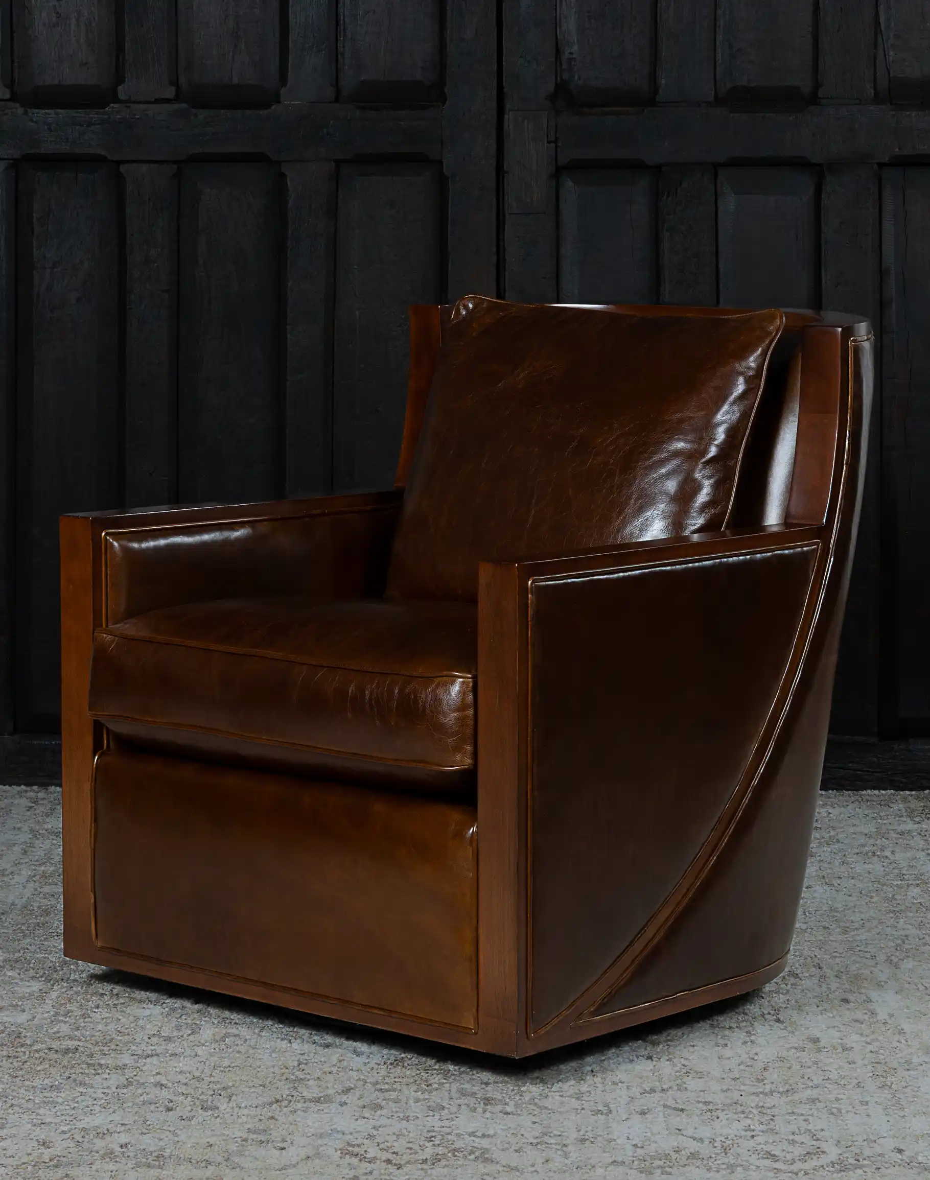 Breck Brown Leather Swivel Chair