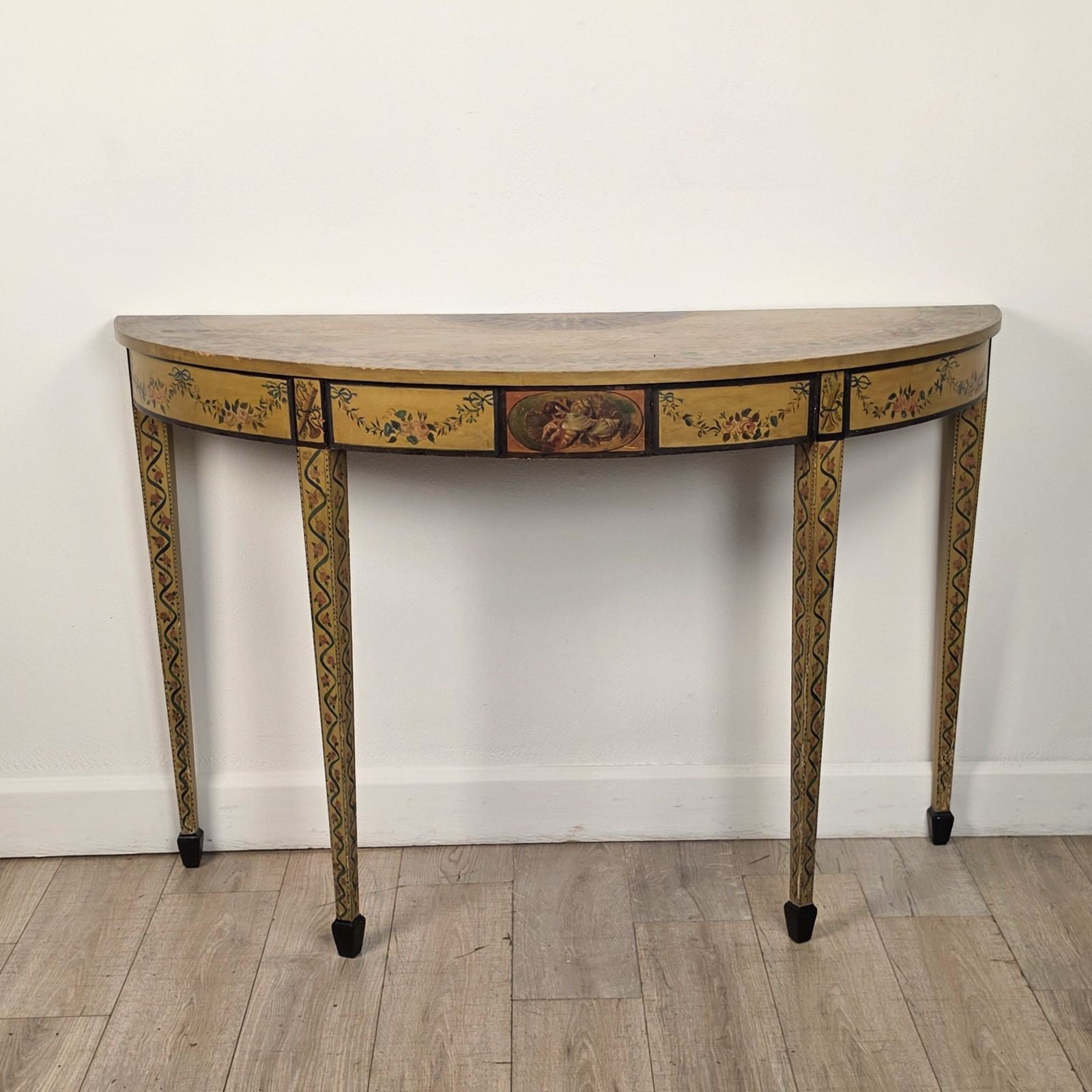 George III Style English Painted Demilune Console, circa 1920