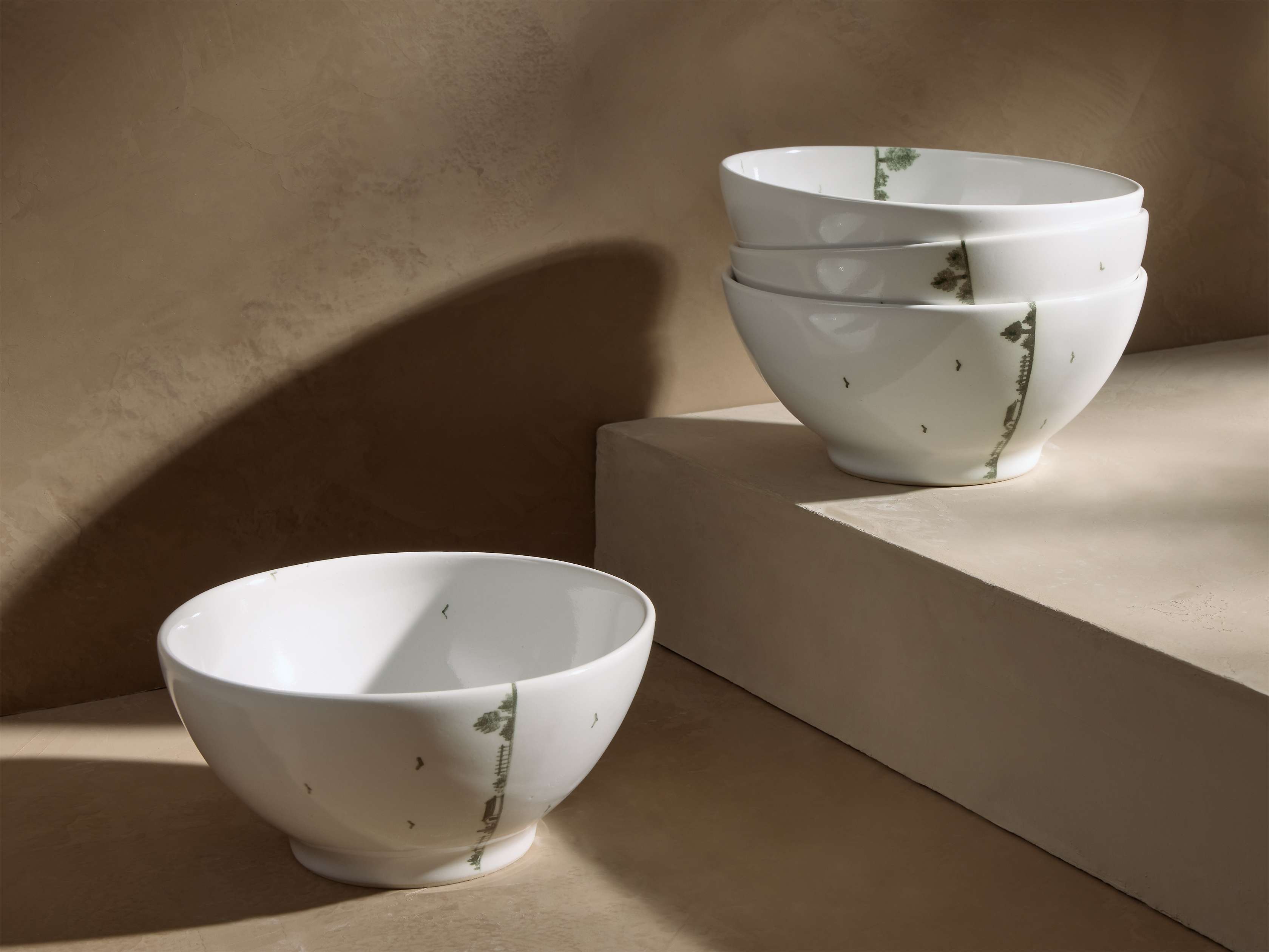 Village Scene Cereal Bowls (Set of 4)