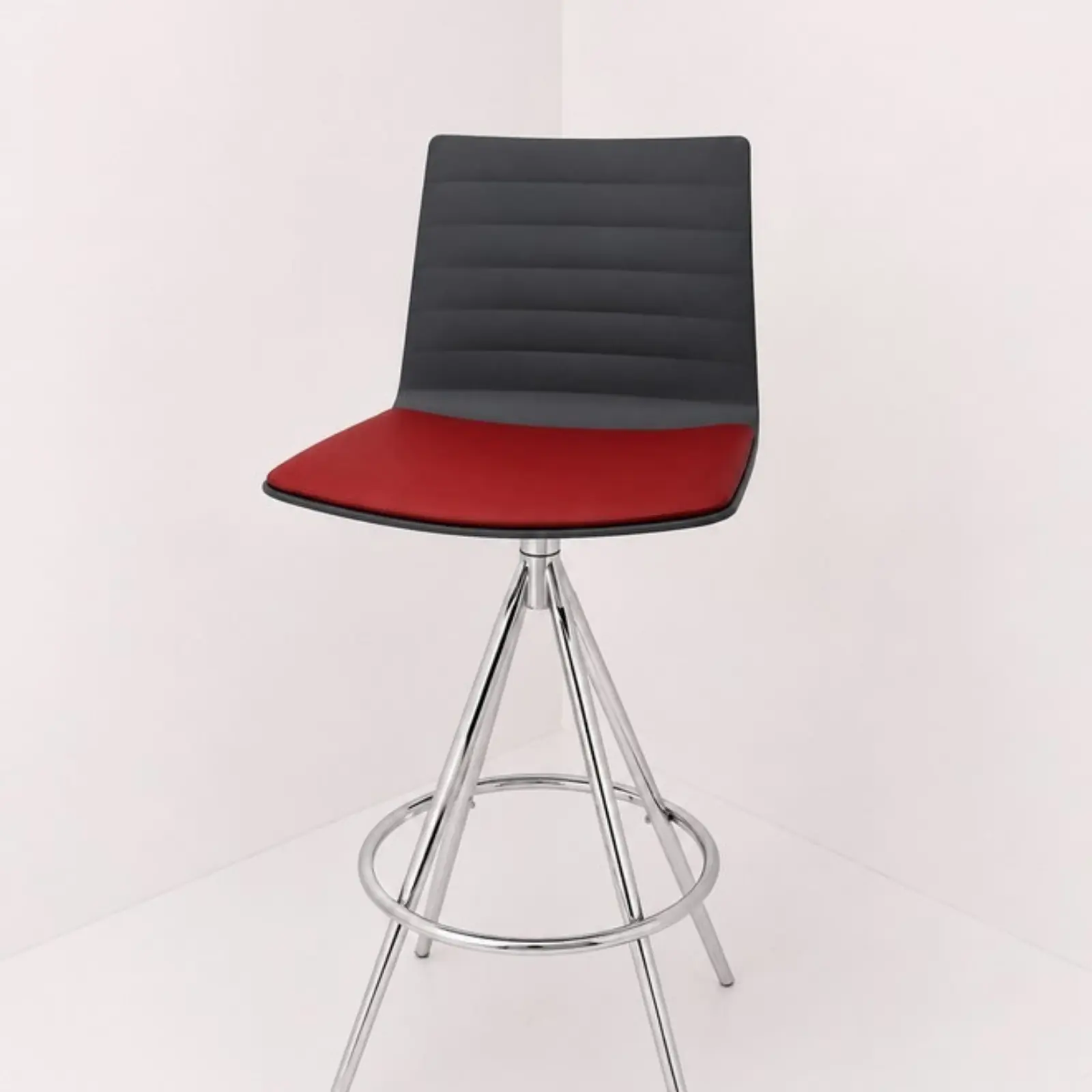 Andreu World Flex High Back Barstool – Grey and Red