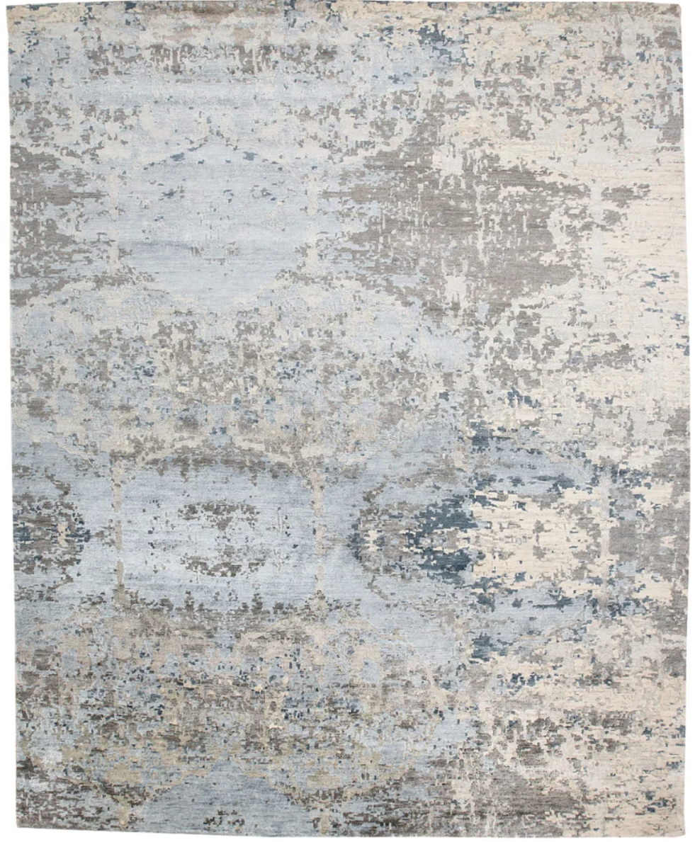 Abstract Blue and Gray Area Rug