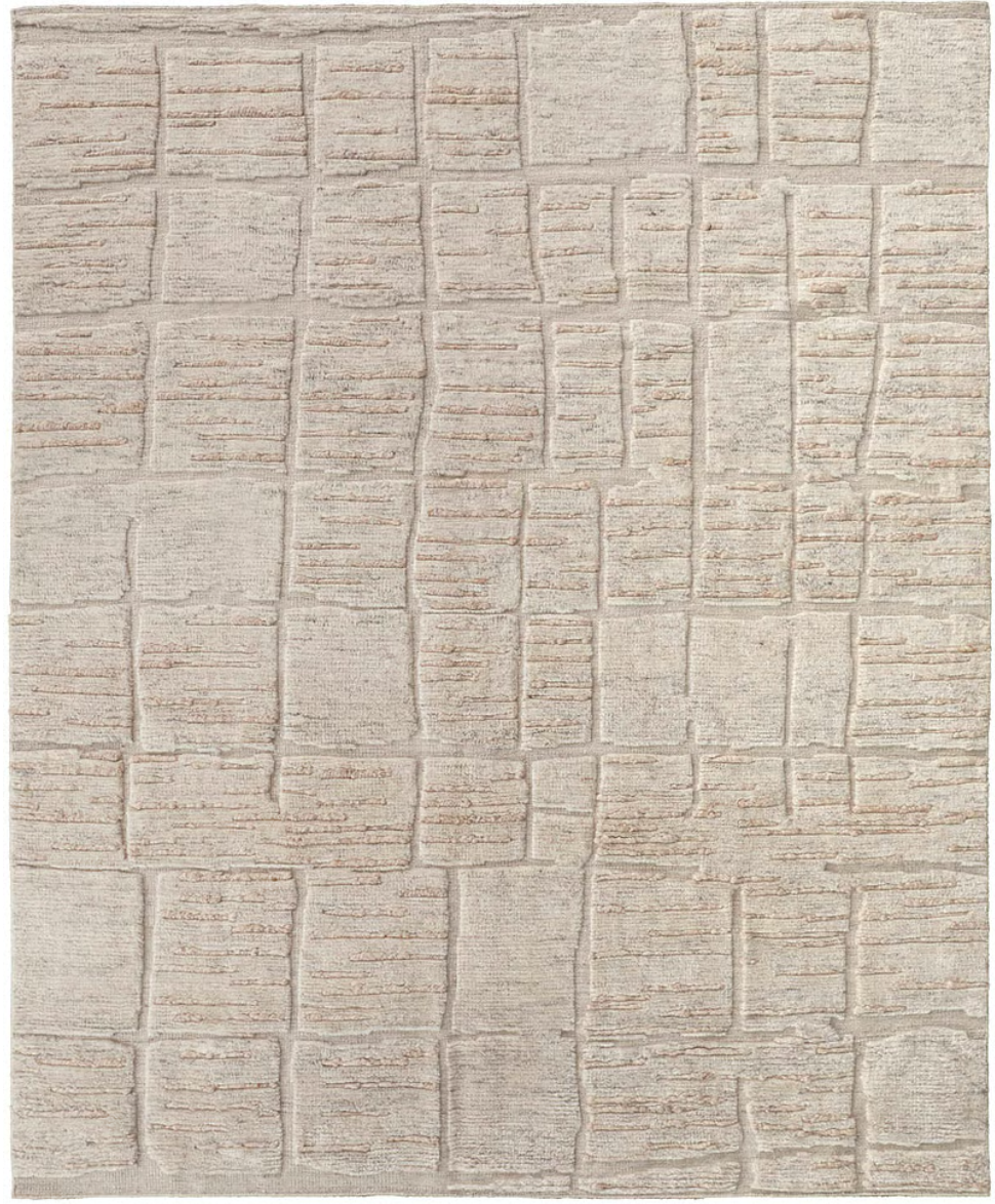 Ivory Textured Geometric Area Rug