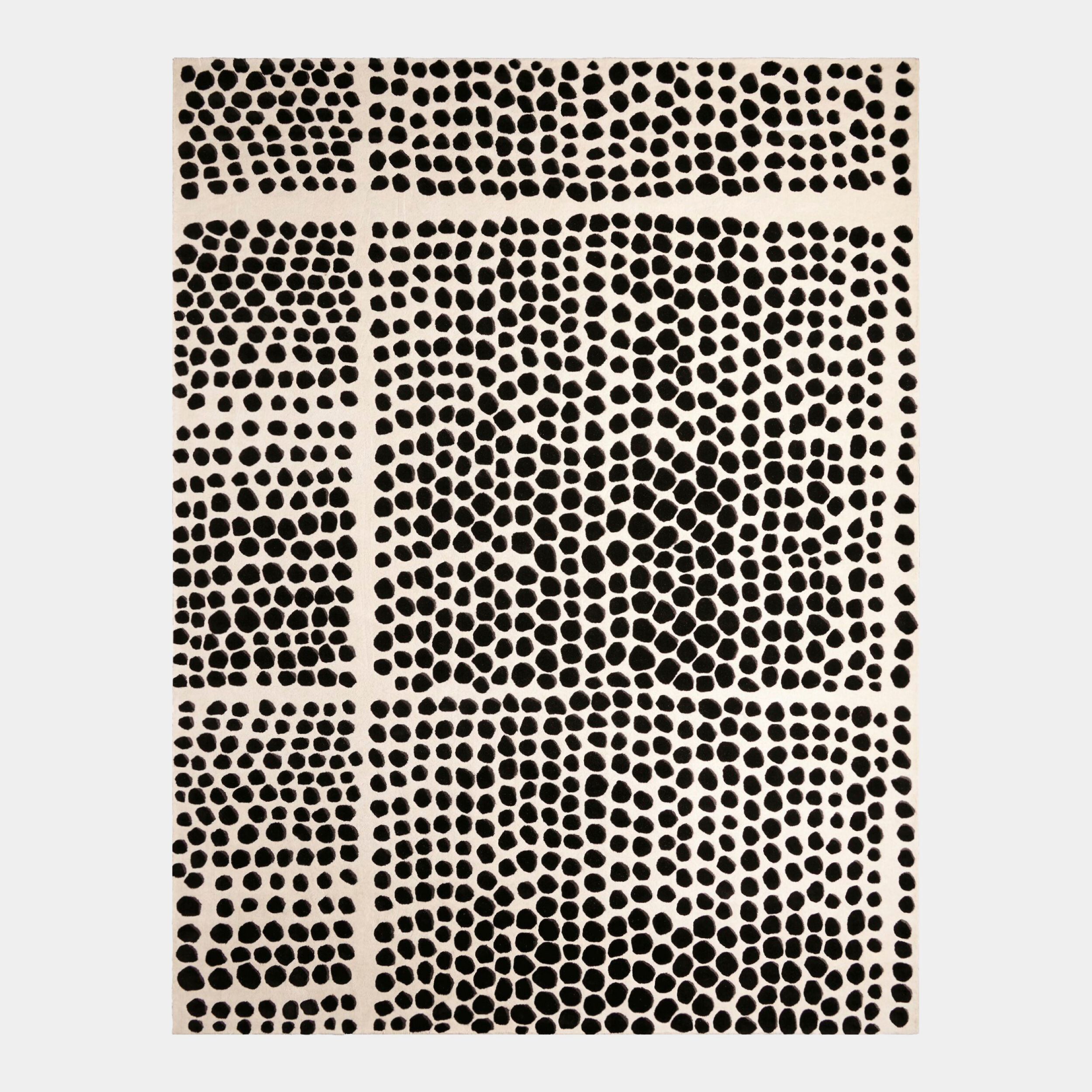 Black and Ivory Pebble Wool Rug