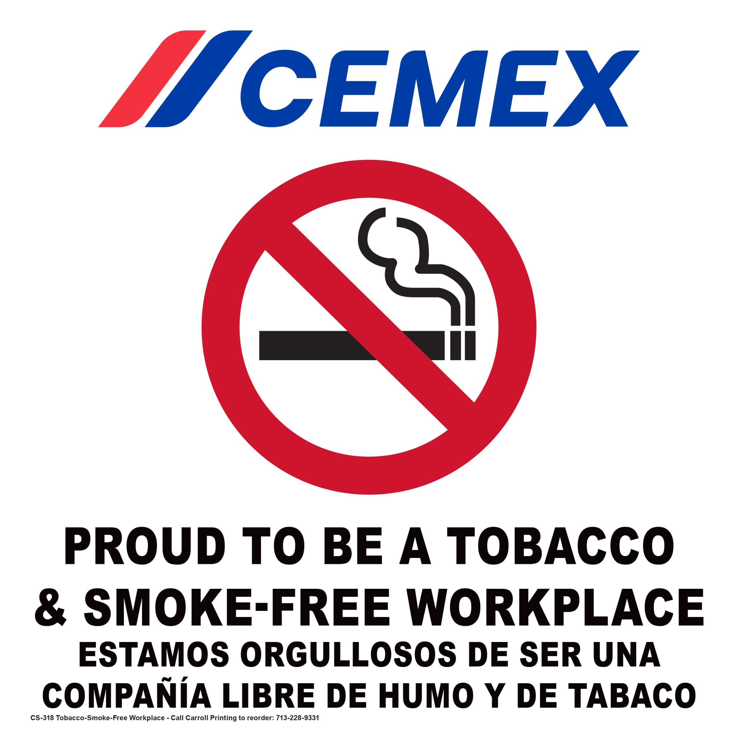 CS-318 Tobacco Smoke Free Workplace ES