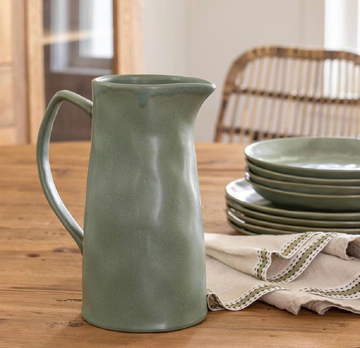 Sage Stoneware Serving Pitcher