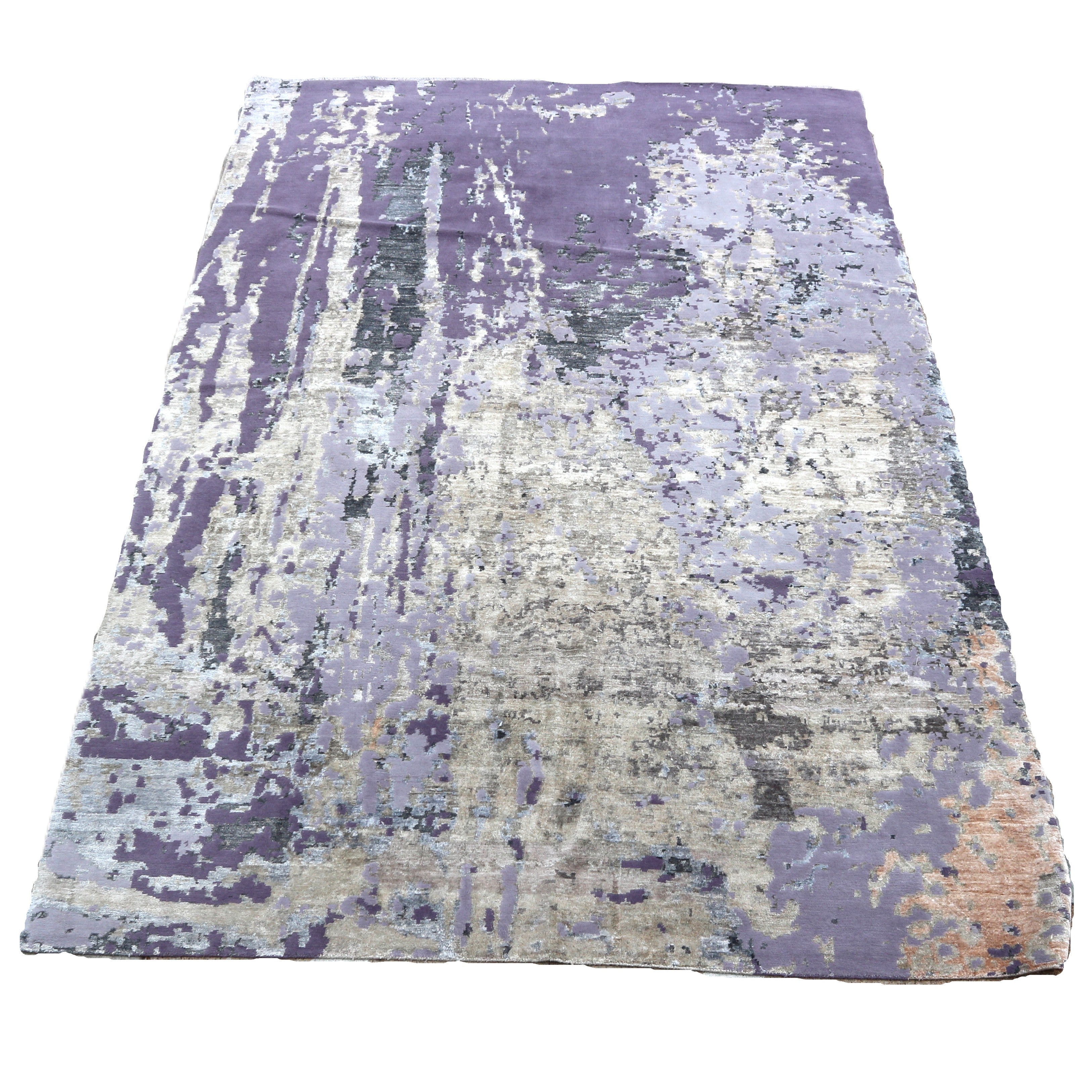 Wool Silk Blend Abstract Purple Area Rug