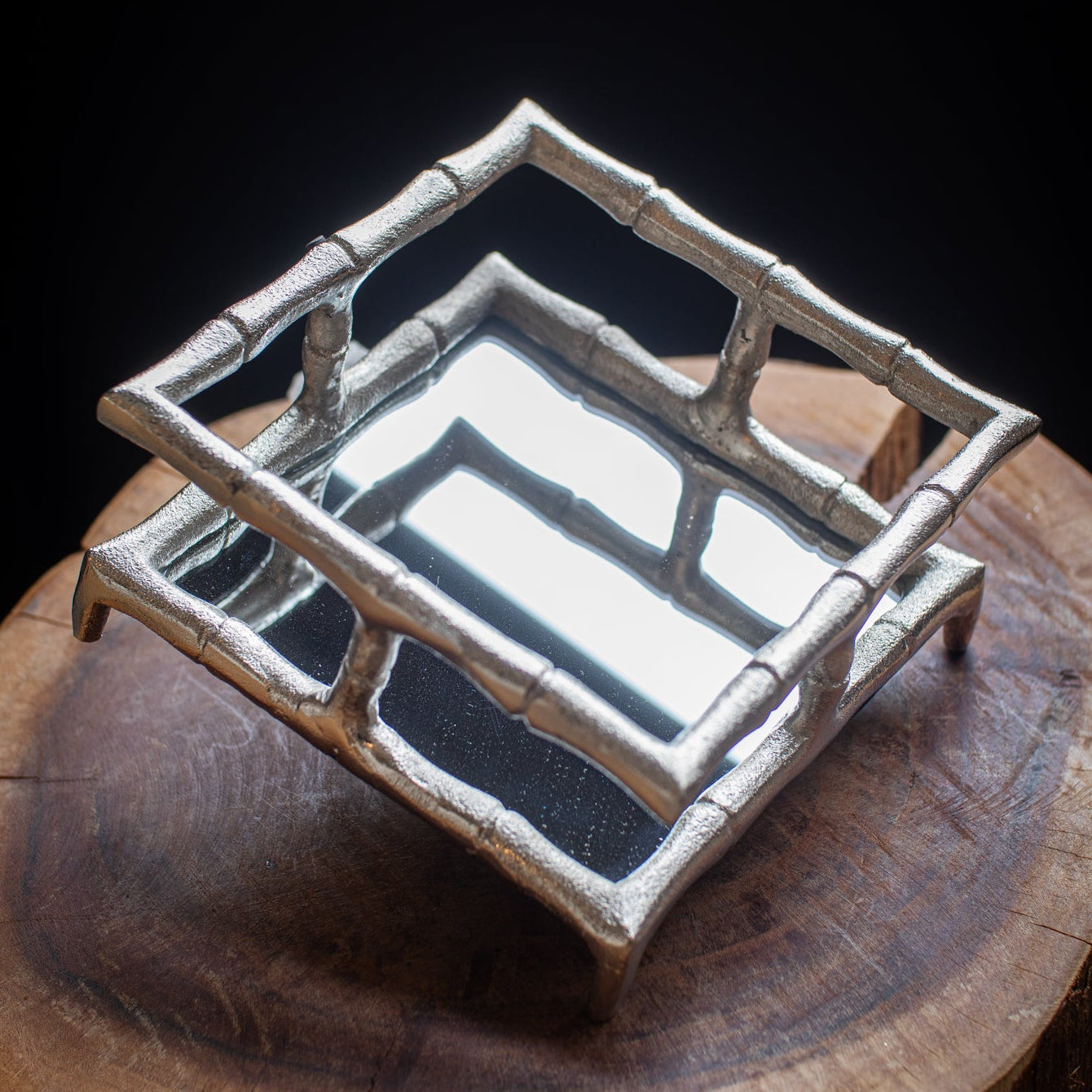 Silver Bamboo Napkin Tray