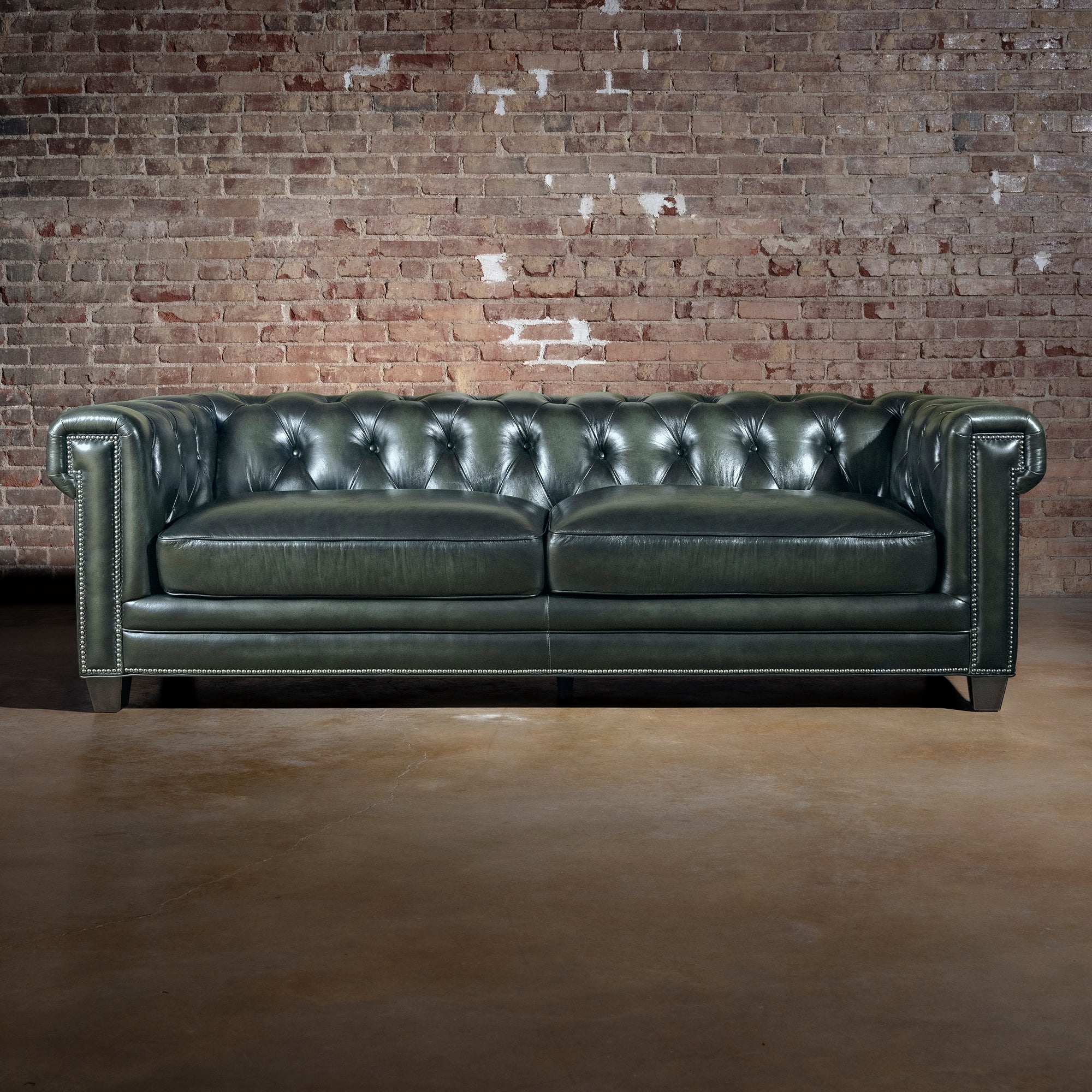Verde Sovereign Tufted Leather Chesterfield Sofa