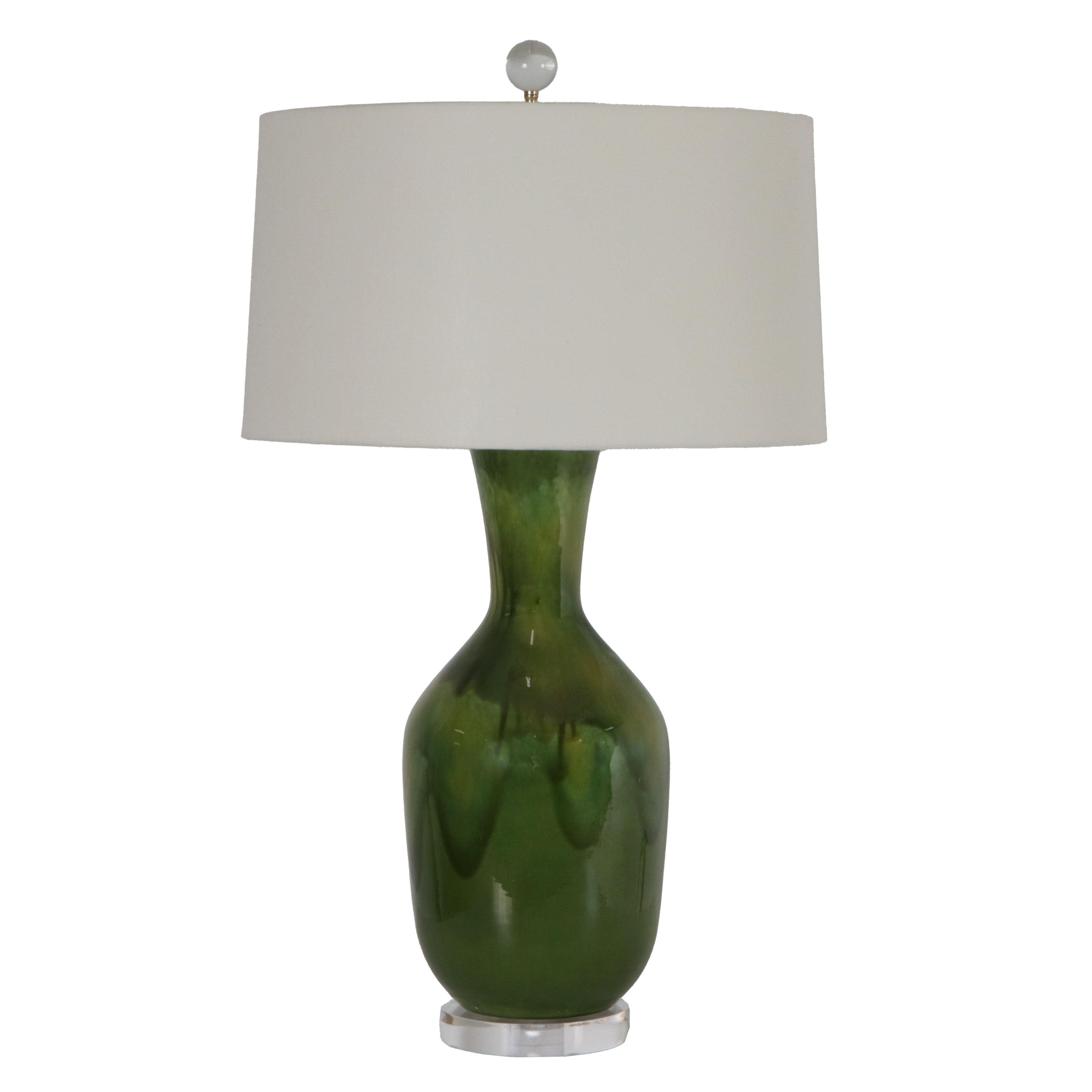 Green glazed ceramic drip lamp, c. 1960