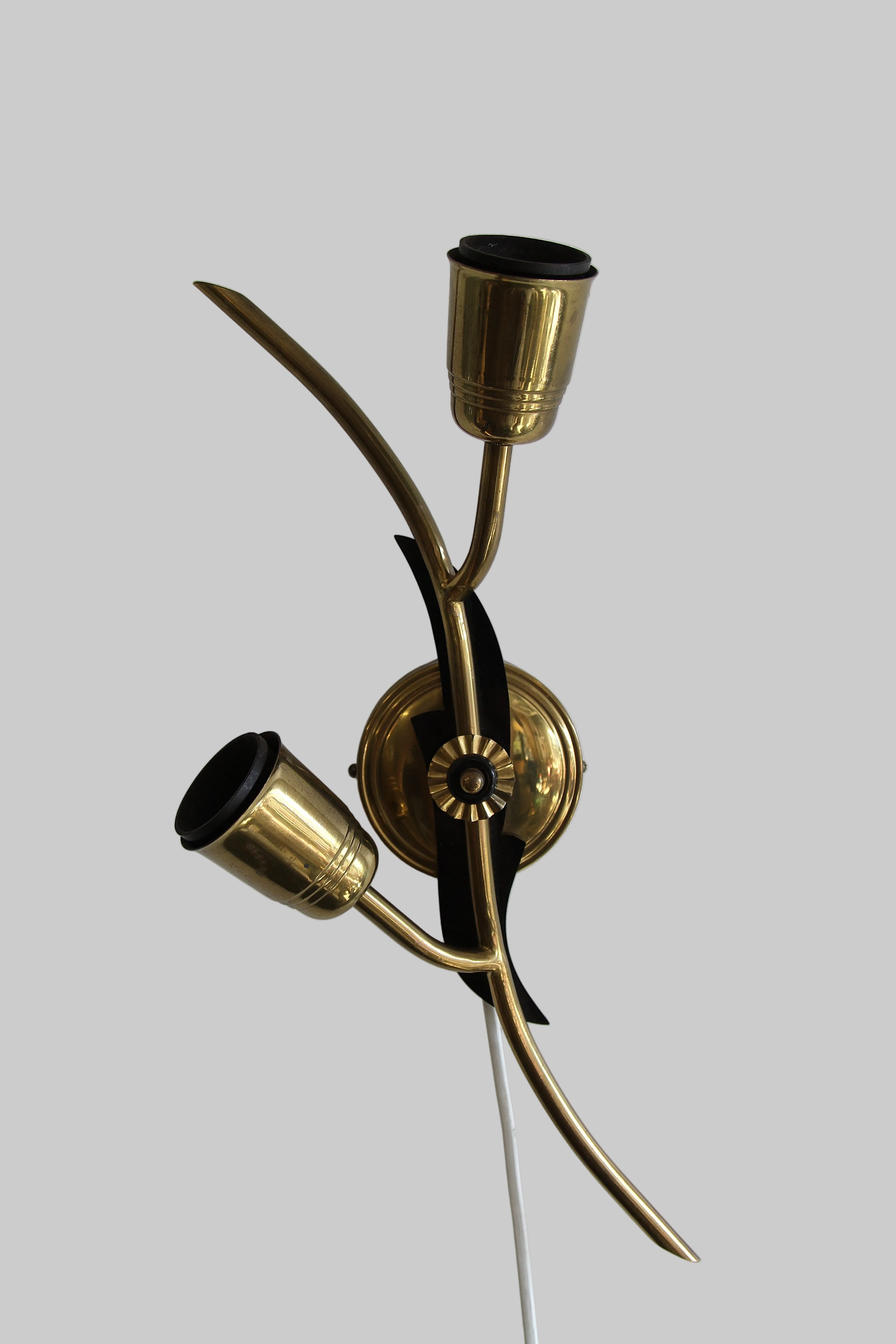 ASTRA Brass & Black Isolit Wall Lamp, Norway 1950s
