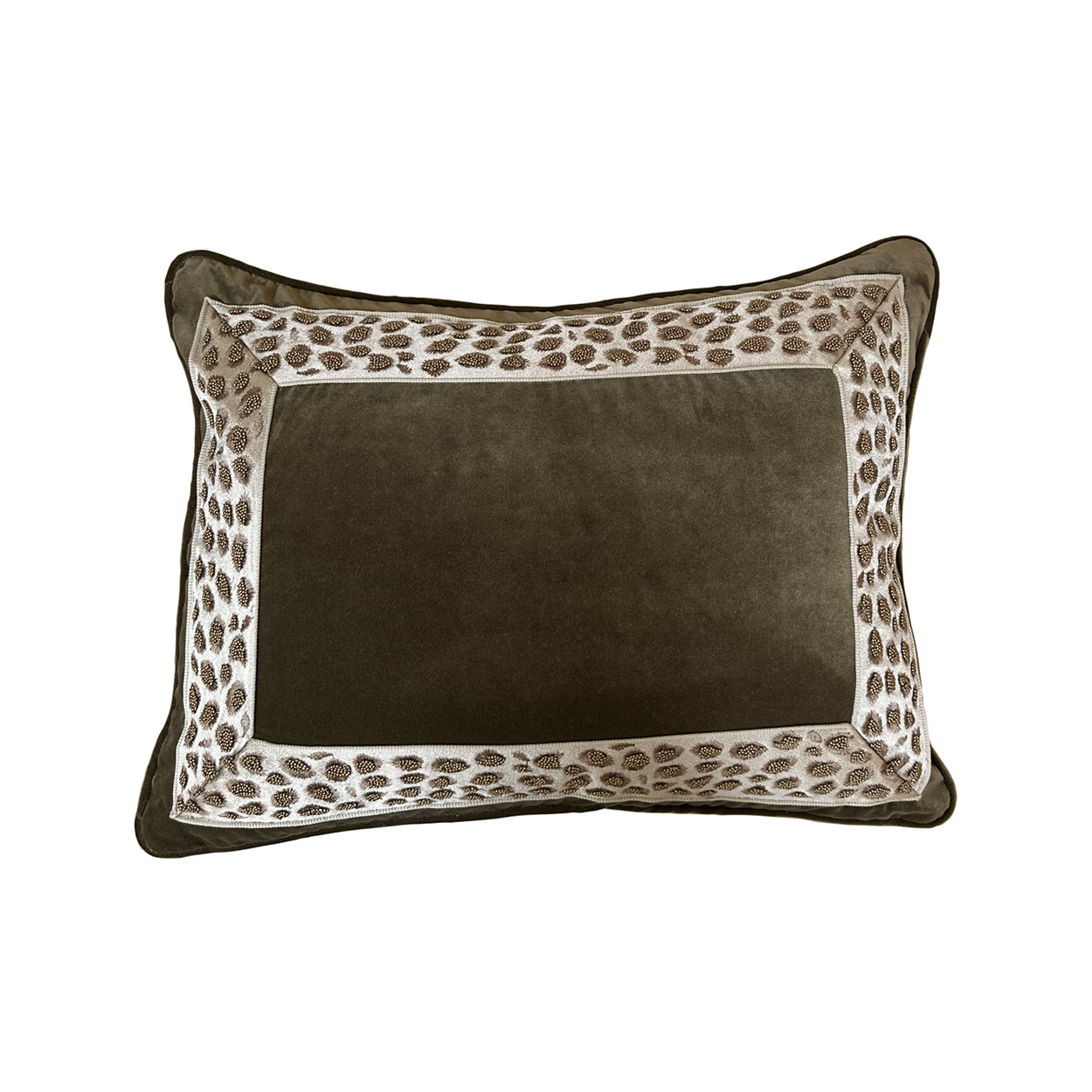 Brown Velvet With Cheetah Trim Kindey Pillow