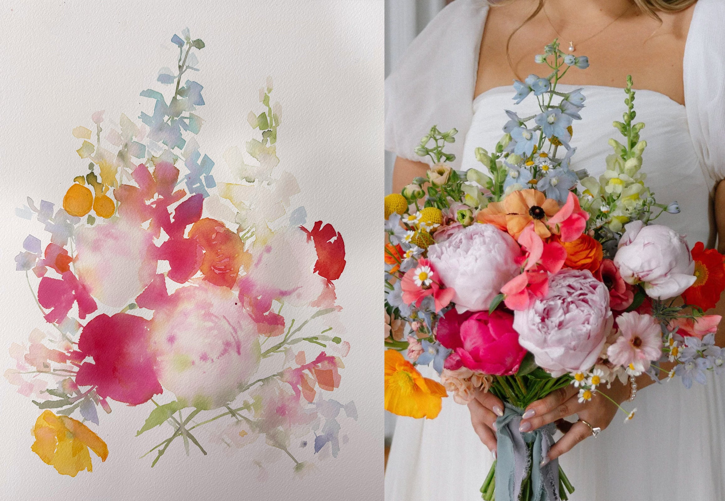 Custom Wedding Bouquet Watercolor Painting