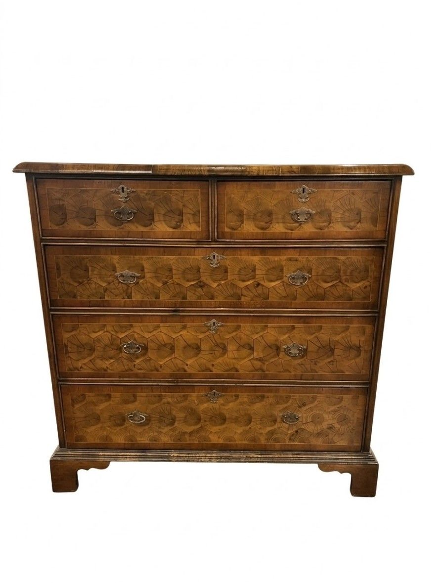 18th Century English Walnut Oyster Veneer Chest