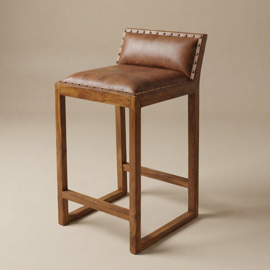 Ataya Genuine Leather Counter Stool (Tan)