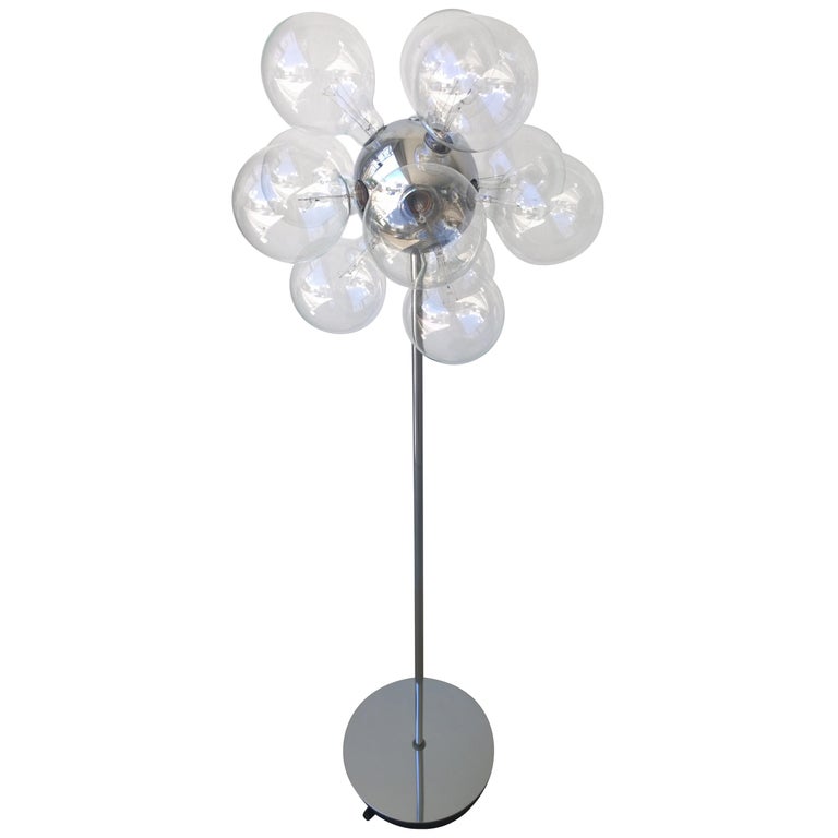 Mid-Century Modern TSAO Designs Chromed Steel Ten Globe Sputnik Floor Lamp