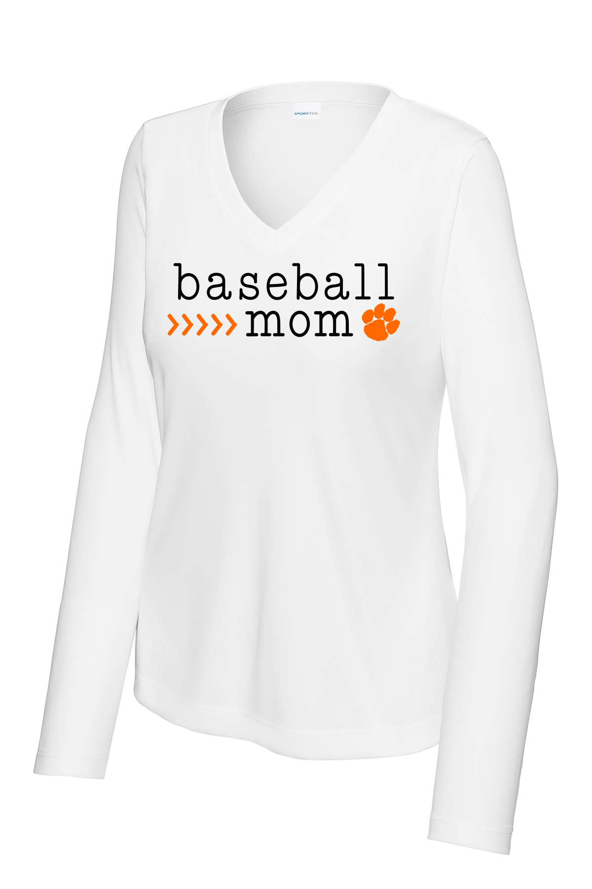 Baseball Mom Paw EPHS Ladies V-neck Dri Fit Longsleeve Tee