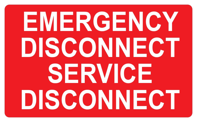 Emergency Disconnect Service Disconnect, Vinyl Decal, V-616
