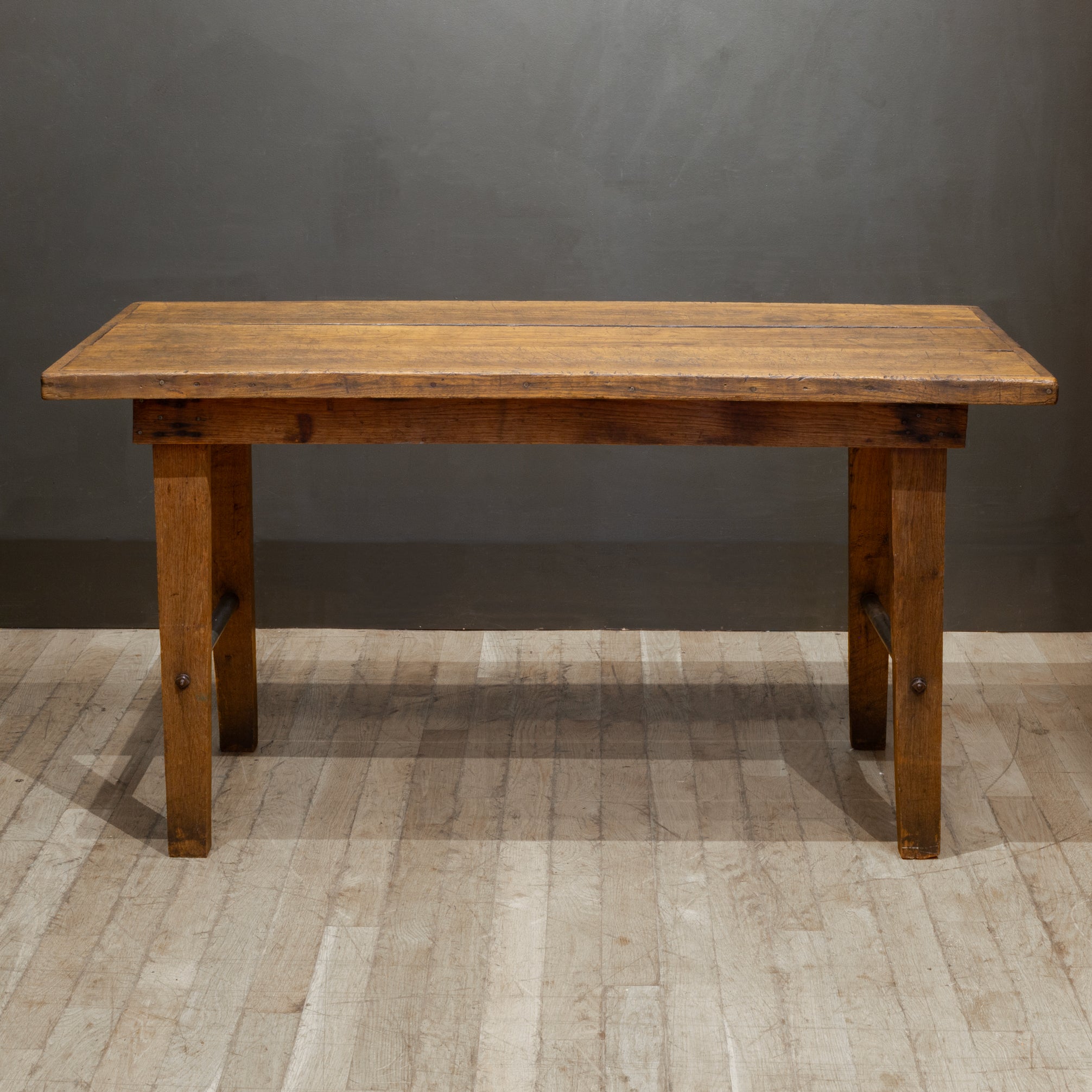 19th c. Hand Made Primitive Solid Oak High Table c.1850