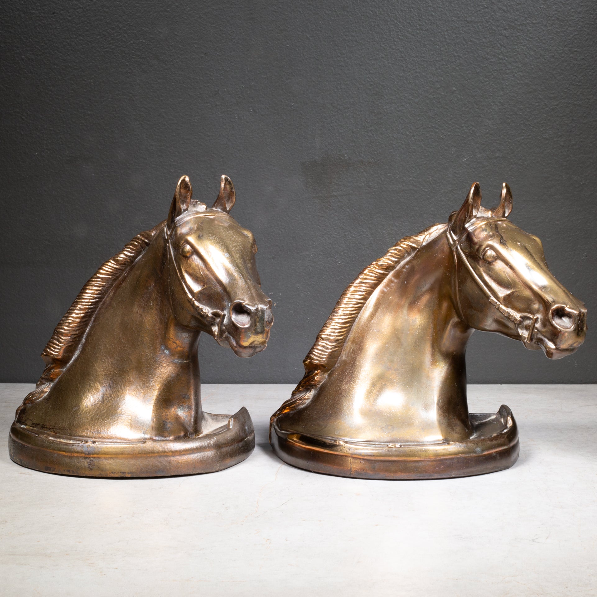 Bronze Plated Horse Head Bookends by Gladys Brown for Dodge Inc.1946