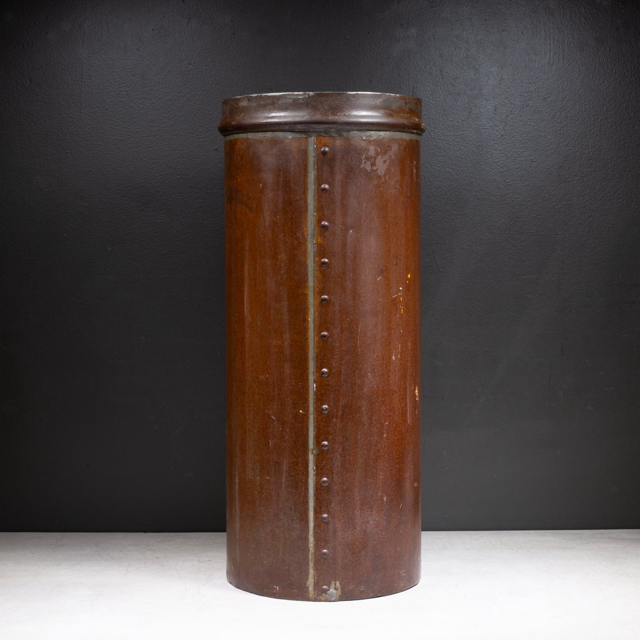 Vintage Riveted Steel Shipping Drum/Umbrella Stand c.1910-1940