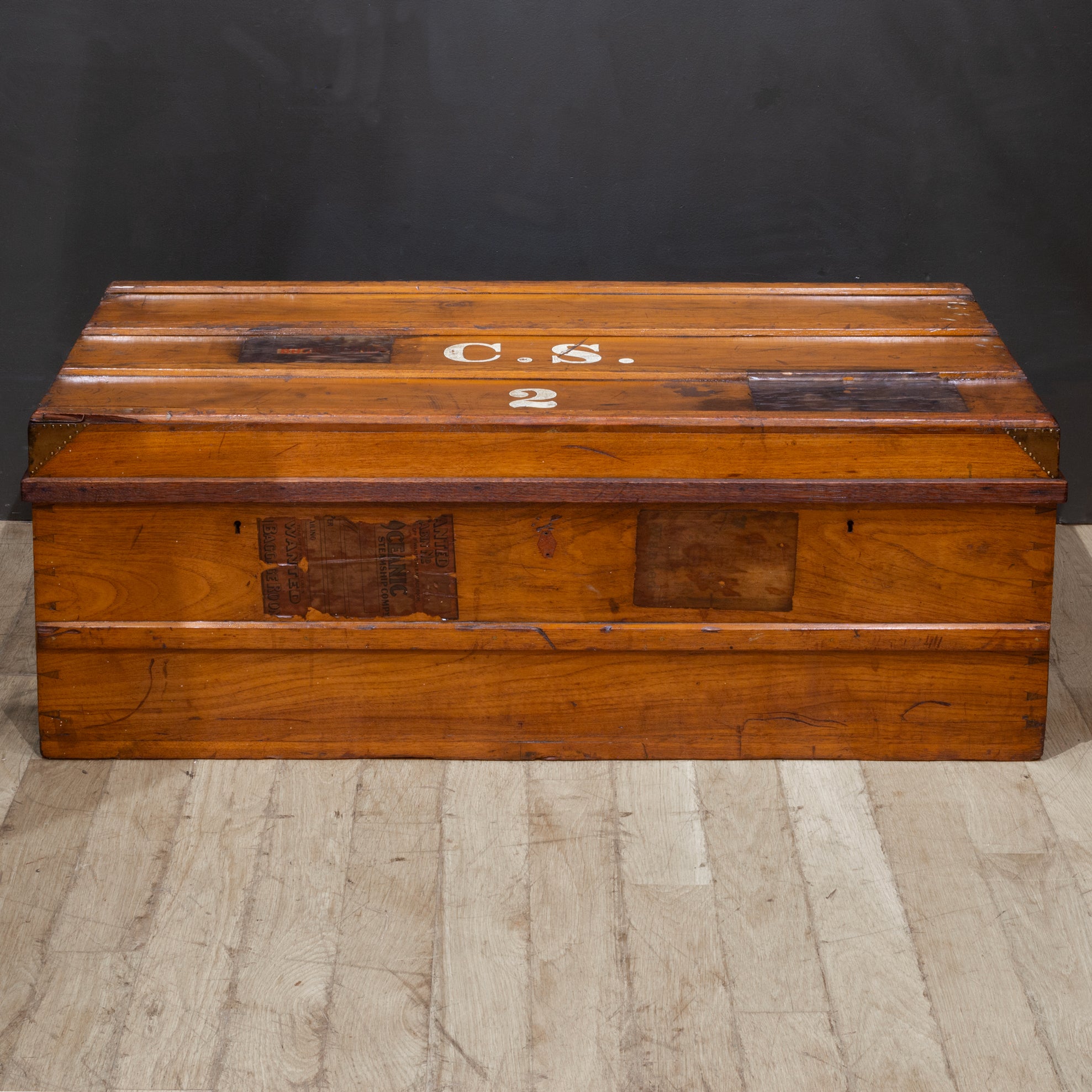 19th c. Monogrammed Travel Blanket Chest Trunk