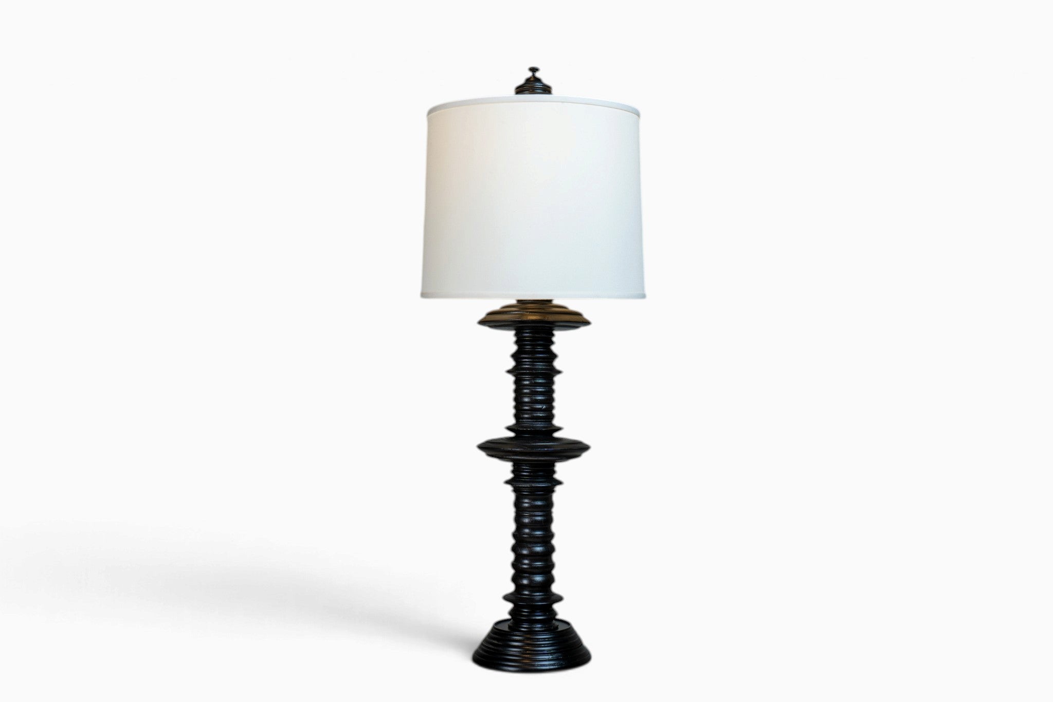 A Custom British Colonial-Style Teak Table Lamp