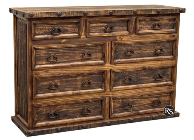 RUSTIC EXTRA LARGE 9 DRAWER DRESSER