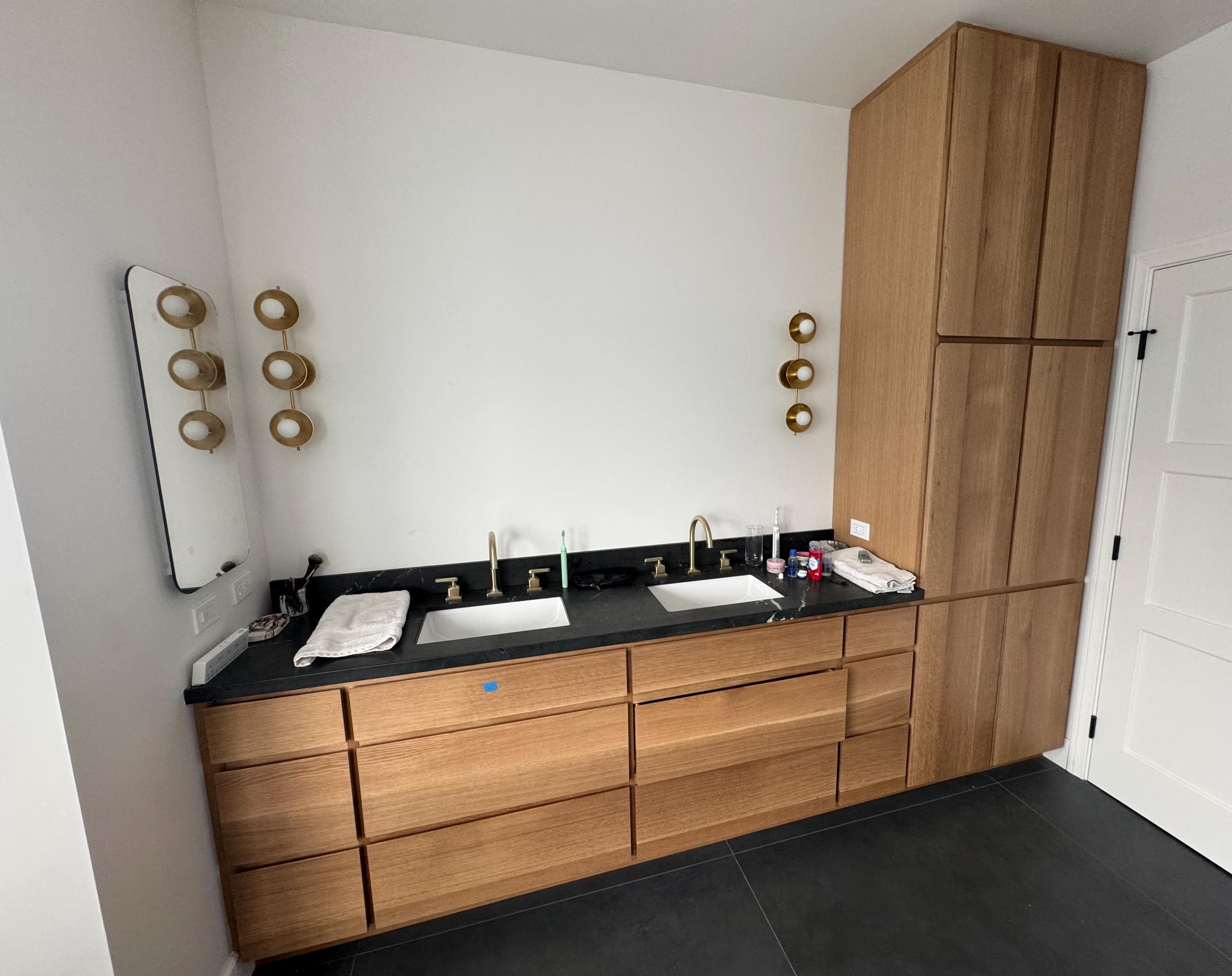 84" White Oak Double Sink Vanity